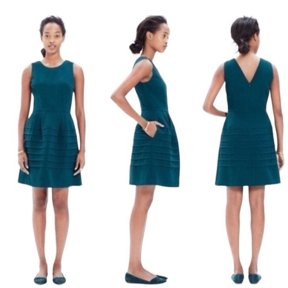 Madewell Midnight Jade Green Fit & Flare Party Dress Sleeveless Size 10